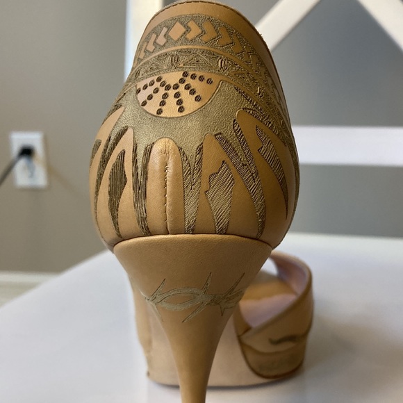 NWB Jean Paul Gaultier Embossed Leather Snake Heels Nude Platform Sandals 36.5 - Picture 11 of 16